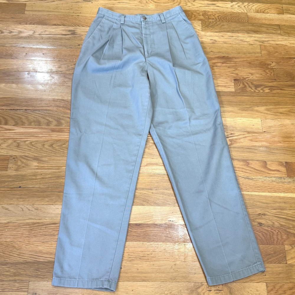 Eddie Bauer Vintage 90s High Waisted Pleated Chinos Light Blue Gray Cotton Sz 10